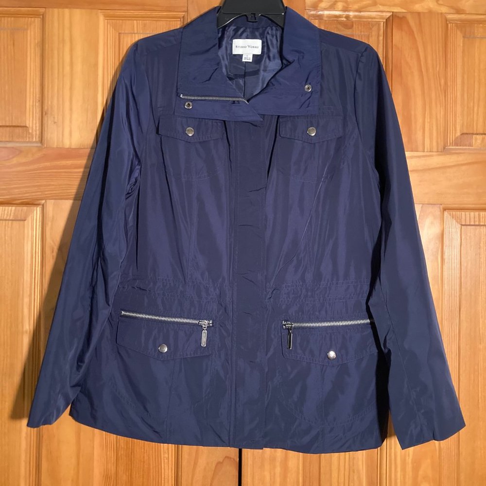 NWOT Studio Works Vintage 90s Jacket Lightweight Coat Blue Size L Large